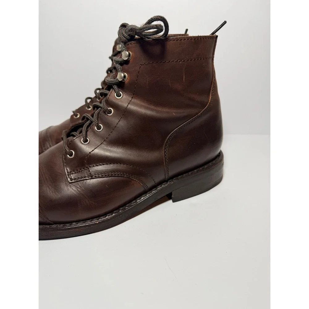 Thursday Boot Co Captain Lace Up Boot Mens Brown Leather Cap Toe Speed Hook